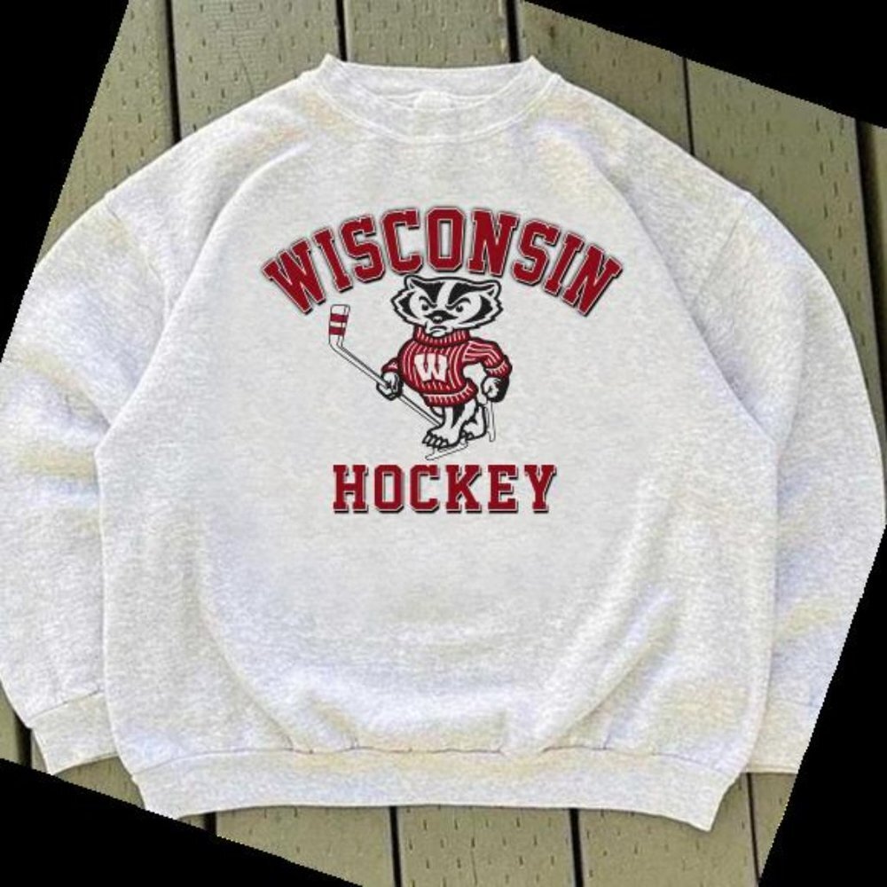 1990 Wisconsin Hockey 80s Retro Fan Ncaa College Graphic Sweatshirt